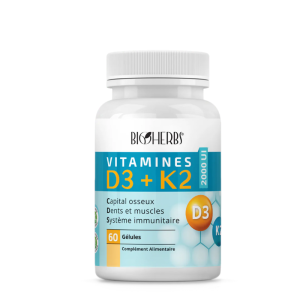 BIOHERBS VITAMINES D3+K2 60 GELULES