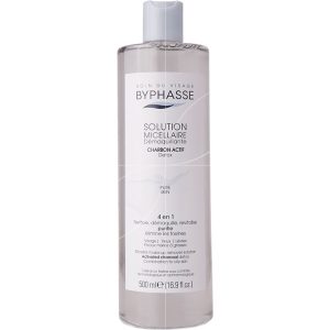 BYPHASSE SOLUTION MICELLAIRE DEMAQUILLANTE 4 EN 1 AU CHARBON ACTIF 500ML