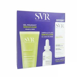 SVR SEBIACLEAR COFFRET AZ AMPOULE+GEL MOUSSANT+ECRAN OFFERT