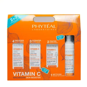 PHYTEAL COFFRET VITAMINE C SERUM VISAGE+ECRAN INVISIBLE+MOUSSE ET CREME GRATUITES