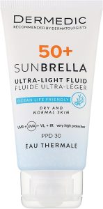 DERMEDIC pack SUNBRELLA fluide ultra légère SPF 50+ Peaux sèches et normales sensibles 40 ml